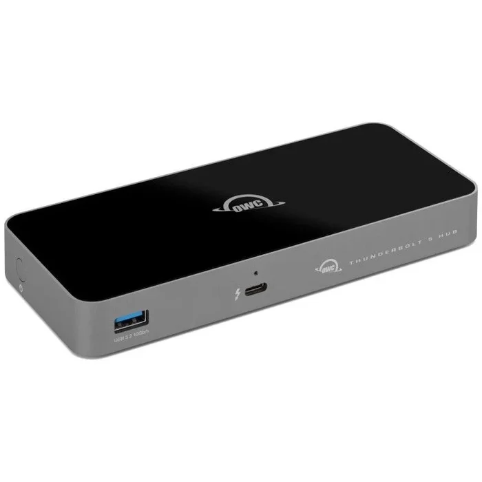 OWC Hub Thunderbolt 5, 3 puertos Thunderbolt 5, puerto USB-A, hasta 80/120Gb/s, hasta 3 pantallas de 8K, alimentación y carga de 140 W, compatible con Mac y PC, Thunderbolt 5/4/3, USB 4 y USB-C