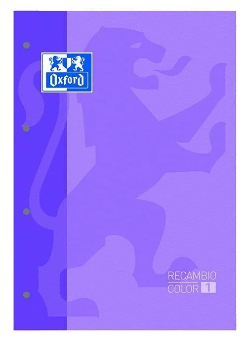 Oxford bloc recambio encolado 80 hojas microperforadas 5×5 a4 con tapas malva -5u-