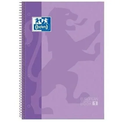 Oxford cuaderno europeanbook 1 microperforado 80 hojas 5×5 tapas extraduras classic a4+ lila -5u-