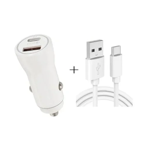 P21 Pd 20W + Qc3.0 18W Carger De Coche Rápido Con Usb A Tipo-C Kit (Blanco)