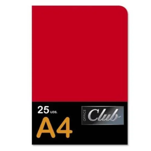 Pack 25 unidades subcarpeta formato a4 rojo office club 318192