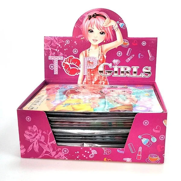 Pack de expositor de carton con 24 alfombrillas infantiles top girls con 9 diseños diferentes