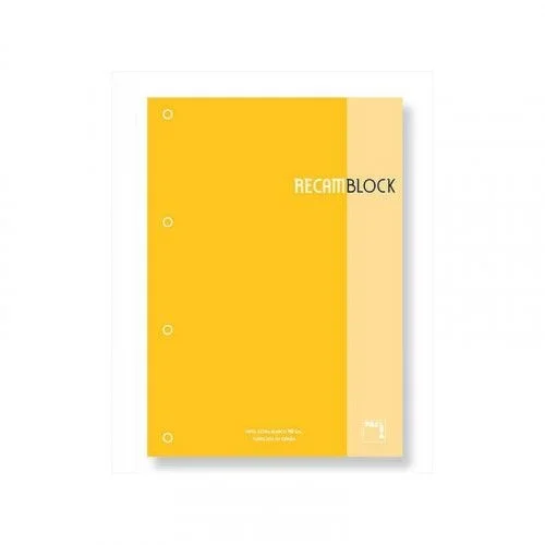Pacsa RECAMBIO XBLOCK DIN A4 TAPA CARTÓN 4 TALADROS 80 HOJAS PAPEL 90GRS. CUADRICULA 5X5 + GRECA COLOR AMARILLO 21162