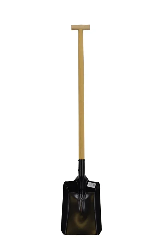 Pala para carbón n.º 2 con mango en T, acero resistente, tronzador de madera, longitud 130 cm, ancho 25 cm, ideal para manipulación de materiales a granel, color metálico