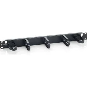 Panel organizador de cables color negro 1u para armario rack guias metalicas