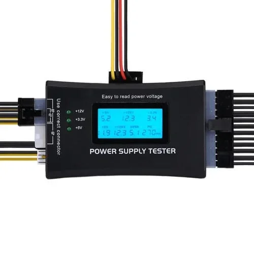 Pantalla LCD Digital Probador de Fuente de Alimentación 20/24 Pin para Computadora PC Herramienta de Diagnóstico (Negro)