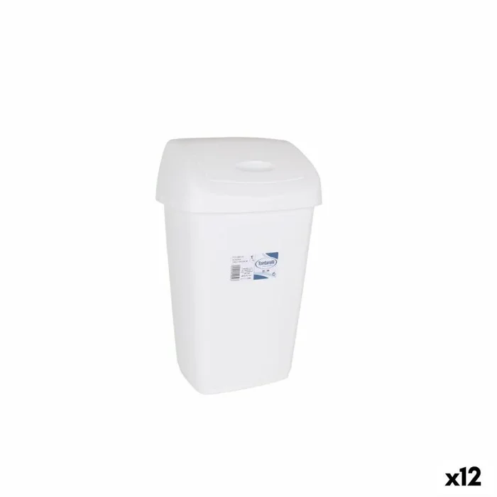 Papelera tontarelli aurora blanco 9l con tapa (12 unidades)