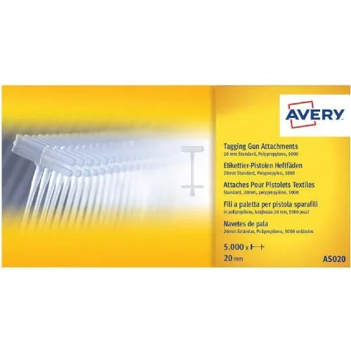 Paquete 5.000 navetes 20mm con forma de paleta en polipropileno avery as020