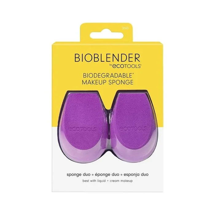 Paquete de 2 esponjas para maquillaje líquido y en crema Bioblender de Ecotools, 100% biodegradable, forma patentada, cuidado ecológico, vegano y libre de crueldad