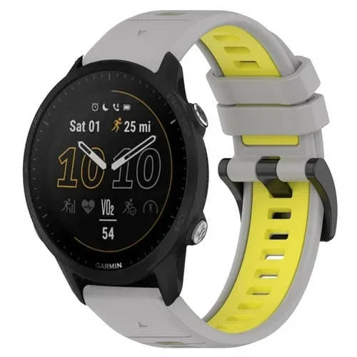 Para Garmin Forerunner 955 22mm Sports Two-Color Silicone Watch Band (Gris + Amarillo)
