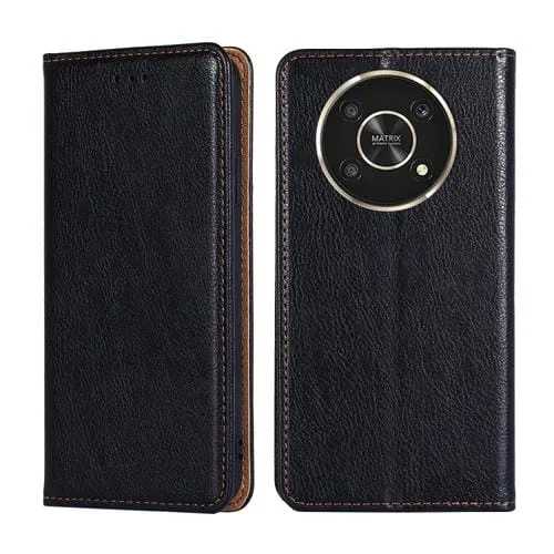 Para Honor X30 Glossir Oil Solid Color Magnetic Flip Cuero Case (negro)