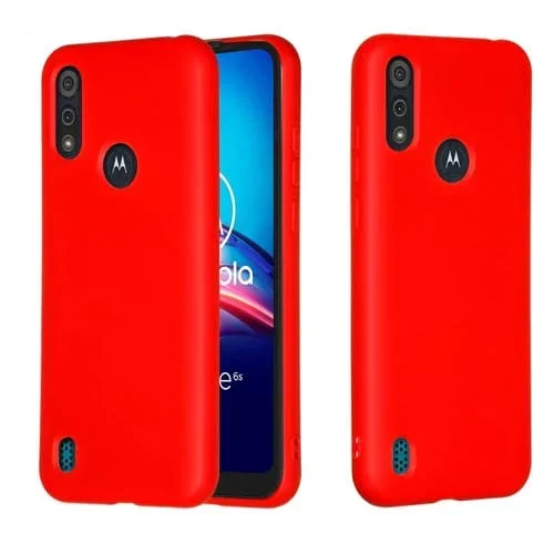 Para Motorola Moto E6s (2020) Funda protectora de cobertura total de silicona líquida de color puro a prueba de golpes (rojo)