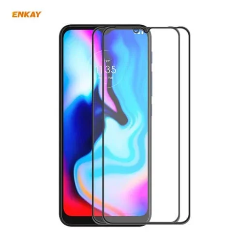Para Motorola Moto E7 Plus 2PCS ENKAY Hat-Prince Anti-drop Full Glue Vidrio templado Película de pantalla completa Protector anticaída