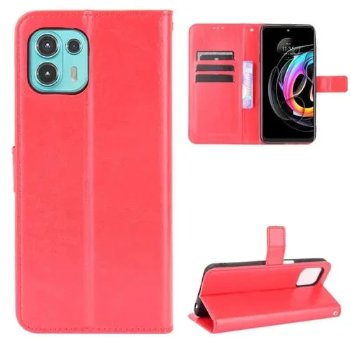 Para Motorola Moto Edge 20 Lite Crazy Horse Texture Horizontal Flip Funda de cuero con soporte y ranuras para tarjetas y cordón (rojo)