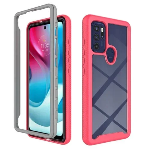 Para Motorola Moto G60s STARRY SKY SOLID COLOR SERIE PC + TPU Funda telefónica (rojo claro)
