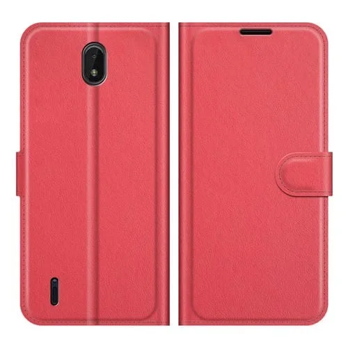 Para Nokia C01 Plus Litchi Texture Horizontal Flip Funda protectora con soporte y ranuras para tarjetas y billetera (rojo)