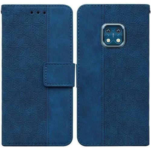 Para NOKIA XR20 Caja de cuero en relieve geométrico (azul)