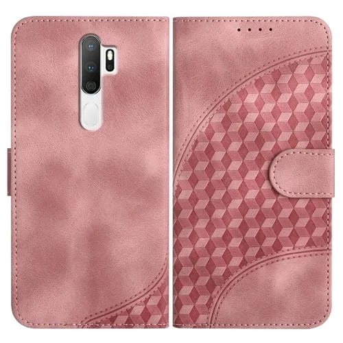 Para Oppo A5 2020 / A9 2020 Yx0060 Funda de Cuero para Teléfono con Relieve y Cabeza de Elefante con Cordón (Rosa)