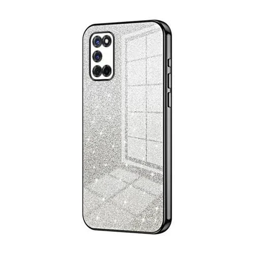 Para Oppo A52 / A72 / A92 Estuche para Teléfono Galvanizado con Polvo de Brillo Degradado (Negro)