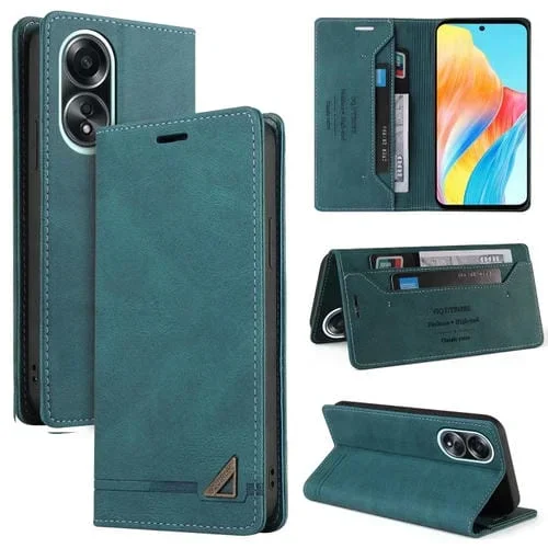 Para Oppo A58 4G Skin Feel Funda de Cuero con Tapa Horizontal con Cepillo Antirrobo y Soporte (Azul)