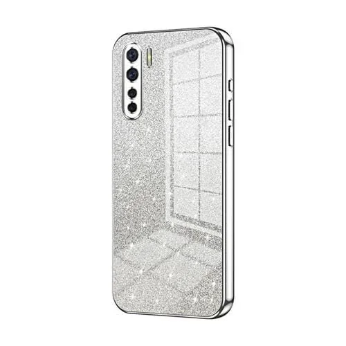 Para Oppo A91 Caja de Teléfono Galvanizada con Polvo de Brillo Degradado (Plata)