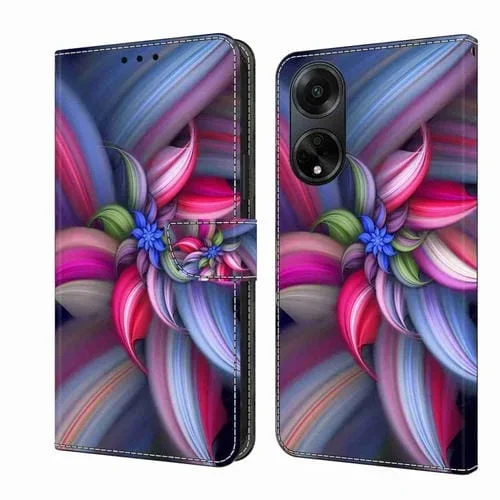 Para Oppo A98 5G Crystal 3D Funda Protectora de Cuero para Teléfono a Prueba de Golpes (Flor Colorida)