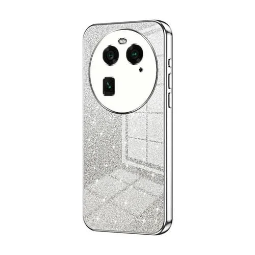 Para Oppo Find X6 Estuche para Teléfono Galvanizado con Polvo de Brillo Degradado (Plata)