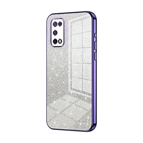 Para Oppo K7X / Realme V5 5G Estuche para Teléfono Galvanizado con Polvo de Brillo Degradado (Púrpura)