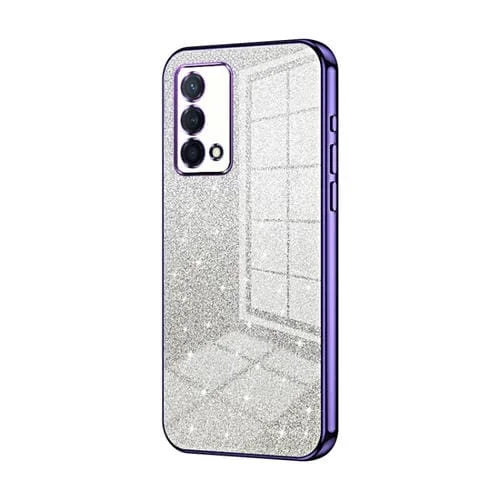 Para Oppo K9 Estuche para Teléfono Galvanizado con Polvo de Brillo Degradado (Púrpura)