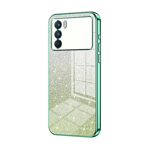 Para Oppo K9 Pro Estuche para Teléfono Galvanizado con Polvo de Brillo Degradado (Verde)