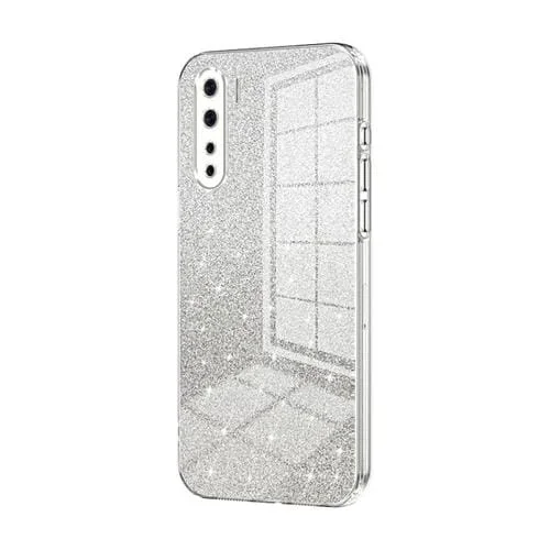 Para Oppo Reno3 4G / F15 / A91 Estuche para Teléfono Galvanizado con Polvo de Brillo Degradado (Transparente)