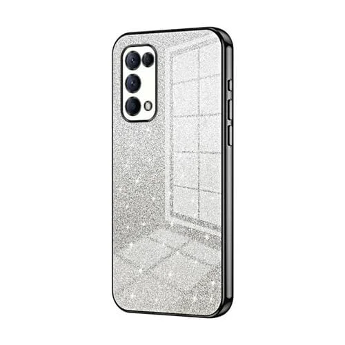 Para Oppo Reno5 4G / 5G / Reno5 K Estuche para Teléfono Galvanizado con Polvo de Brillo Degradado (Negro)