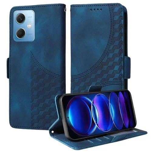 Para Redmi Note 12 5G Funda para Teléfono de Cuero Estrellado con Rombo En Relieve Global (Azul)