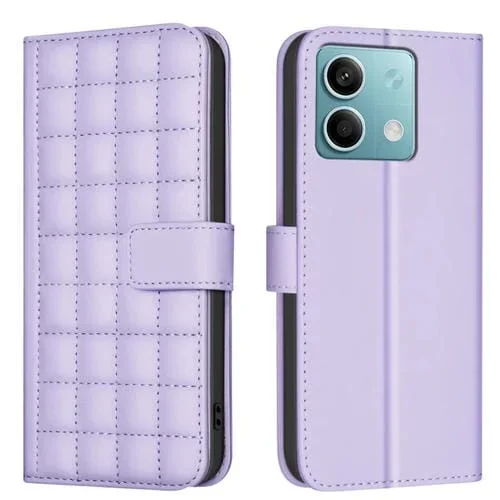 Para Redmi Note 13 4G Funda de Cuero para Teléfono con Textura Cuadrada Global (Púrpura)