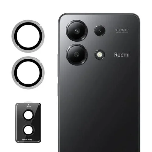 Para Redmi Note 13 5G Enkay Hat-Prince 9H Lente de Cámara Trasera Película de Vidrio Templado de Aleación de Aluminio (Plata)