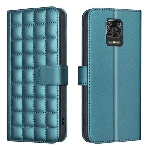 Para Redmi Note 9 Pro Max / 9 Pro / 9S Funda de Cuero para Teléfono con Textura Cuadrada (Verde)
