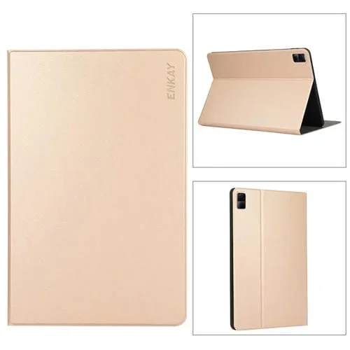 Para Redmi Pad Se 11.0 Enkay Funda para Tableta Inteligente con Soporte de Cuero (Dorado)