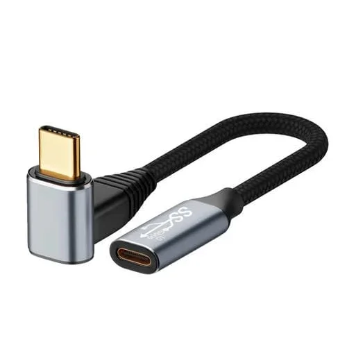 Para Steam Deck Gen 100W Usb-C/Type-C Macho A Usb-C/Type-C Cable De Extensión Curvo Estéreo Hembra, Longitud: 0,5 M