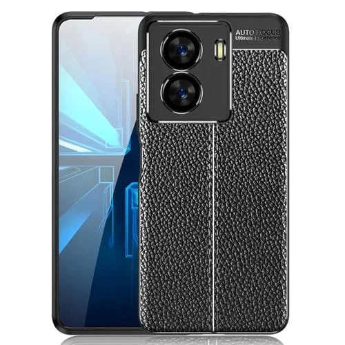 Para Vivo Iqoo Z7 Litchi Texture Funda de Teléfono TPU a Prueba de Golpes (Negro)