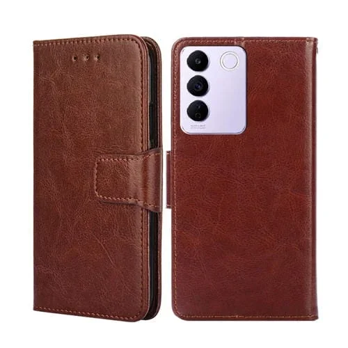 Para Vivo S16E Funda de Cuero con Textura de Cristal para Teléfono (Marrón)