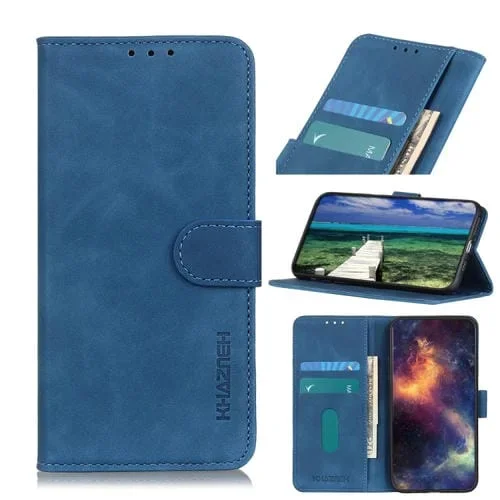 Para Vivo T2X 5G Khazneh Retro Textura Horizontal Flip Cuero Caja (Azul)