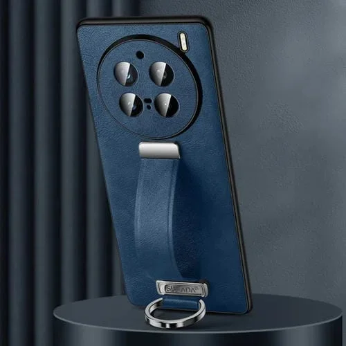 Para Vivo X200 Pro Sulada PC + Funda de Teléfono con Textura de Cuero y Tacto Suave a Prueba de Golpes (Azul)