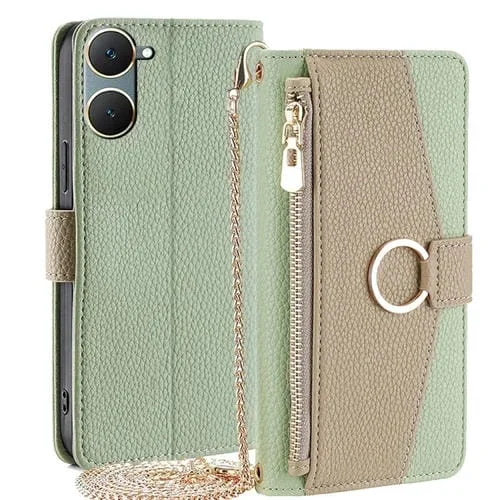 Para Vivo Y03 4G Crossbody Litchi Texture Funda de Cuero para Teléfono (Verde)