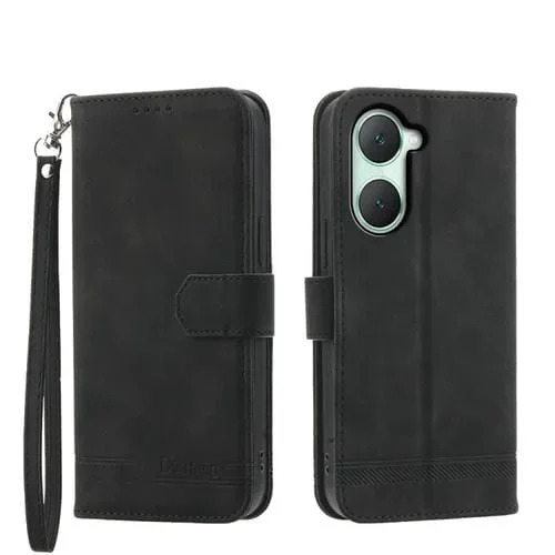 Para Vivo Y03 Dierfeng Dream Line TPU + Funda para Teléfono de Cuero Pu (Negro)