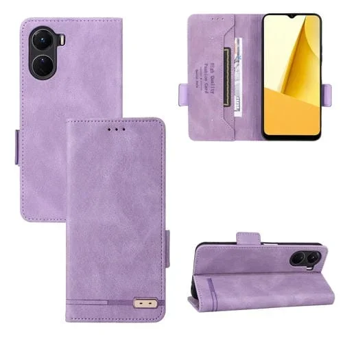 Para Vivo Y16 4G Cierre Magnético Flip Funda de Cuero para Teléfono (Púrpura)