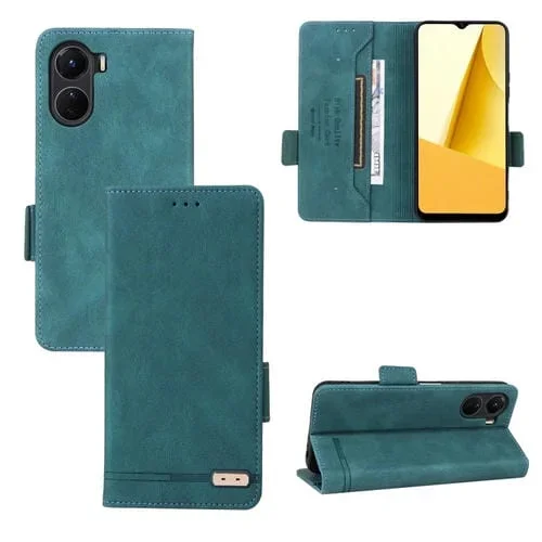 Para Vivo Y16 4G Cierre Magnético Flip Funda de Cuero para Teléfono (Verde)