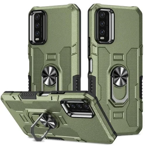 Para Vivo Y20 Ring Holder Armor Hybrid Phone Case (Verde)