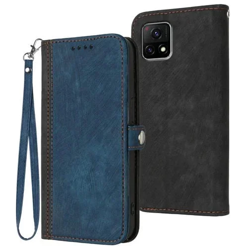 Para Vivo Y72 5G India Hebilla Lateral Doble Pliegue Correa de Mano Funda de Cuero para Teléfono (Royal)