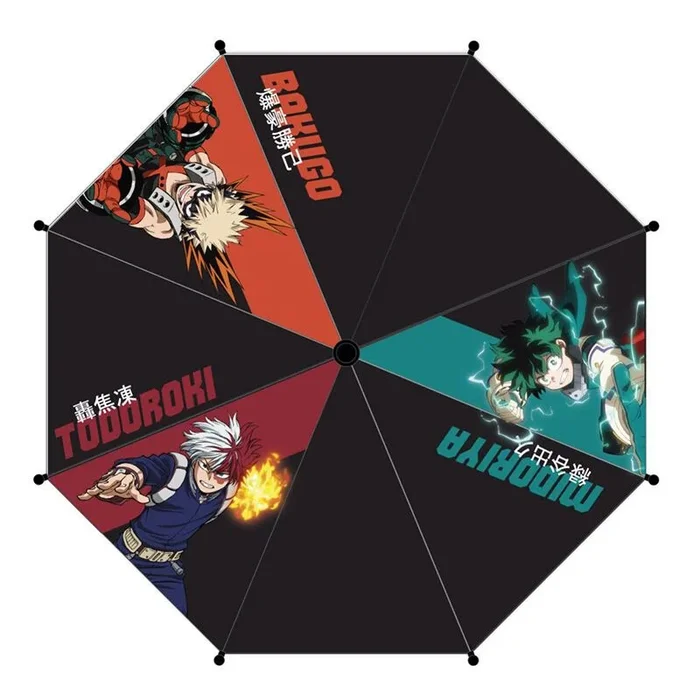 Paraguas Plegable de My Hero Academia para Adultos – Color Negro – Apertura Manual – Diseño de Personajes en Acción – Producto Original Diseñado en España