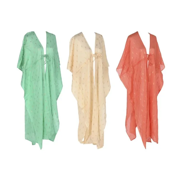 Pareo home esprit verde beige coral (3 unidades)